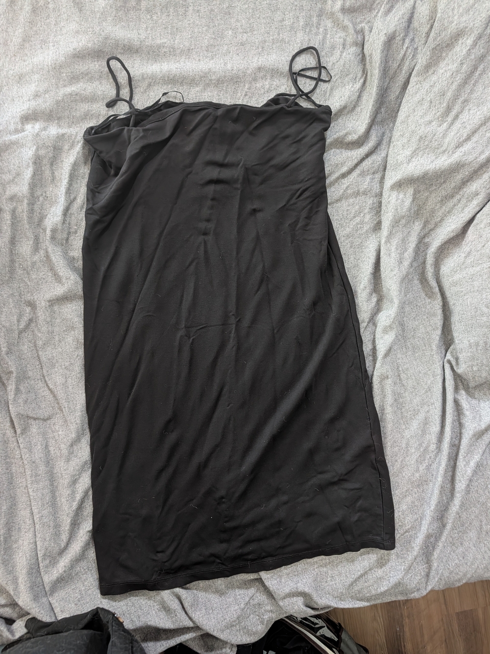 H&M Black Midi Slip Dress with Spaghetti Straps